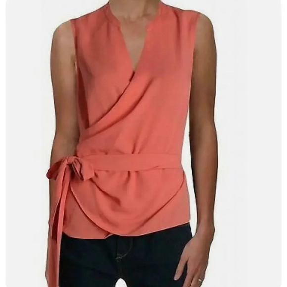 1. State coral side tie sleeveless v-neck top - Picture 1 of 6